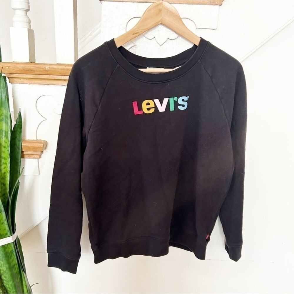 Levi's Black Rainbow Graphic Print Long Sleeve Cotton Blend Sweatshirt Size S
